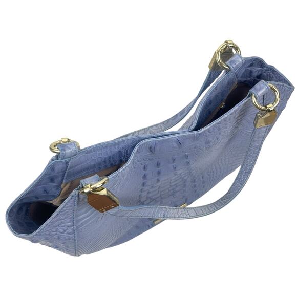 Brahmin Marianna Melbourne Leather Tote Bag Periwinkle Blue Croc Embossed - Picture 8 of 12